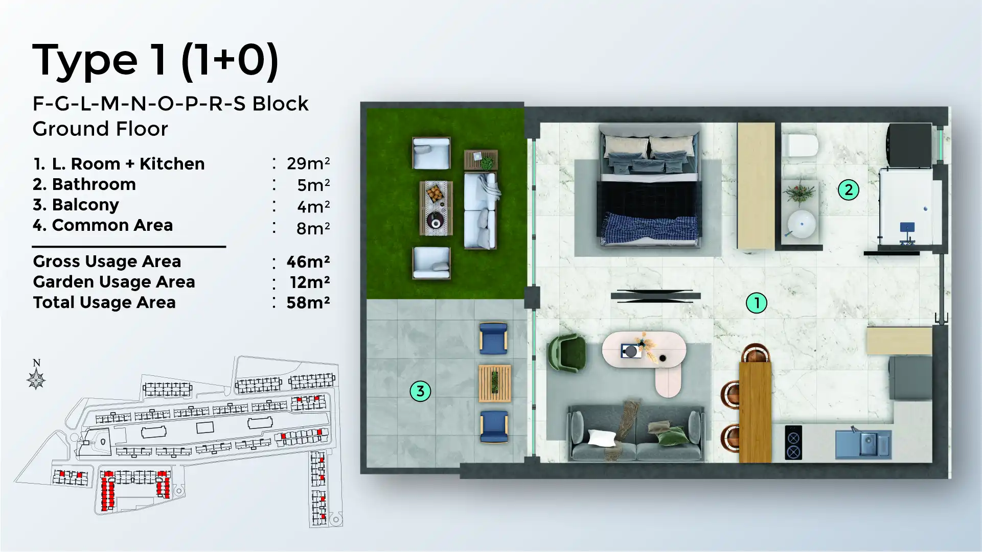 TYPE 1 - 1+0 - GARDEN