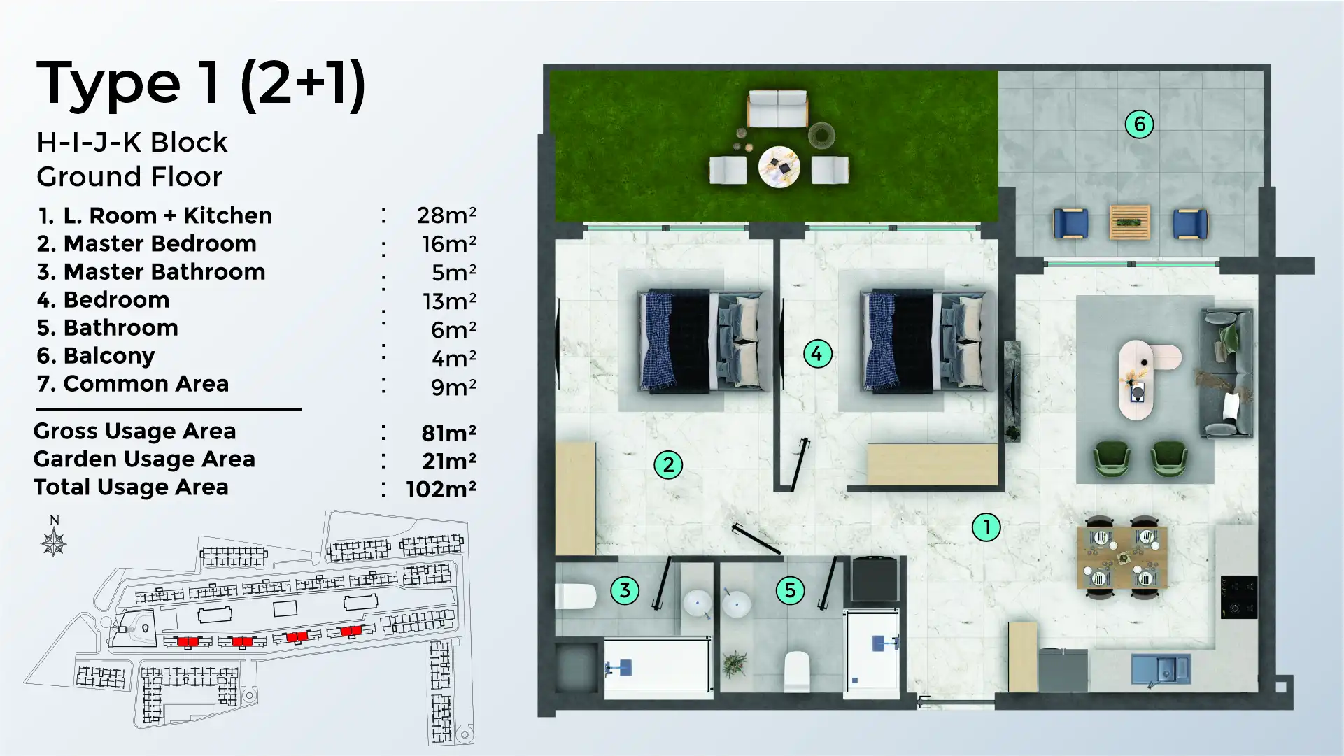 TYPE 1 - 2+1 - GARDEN