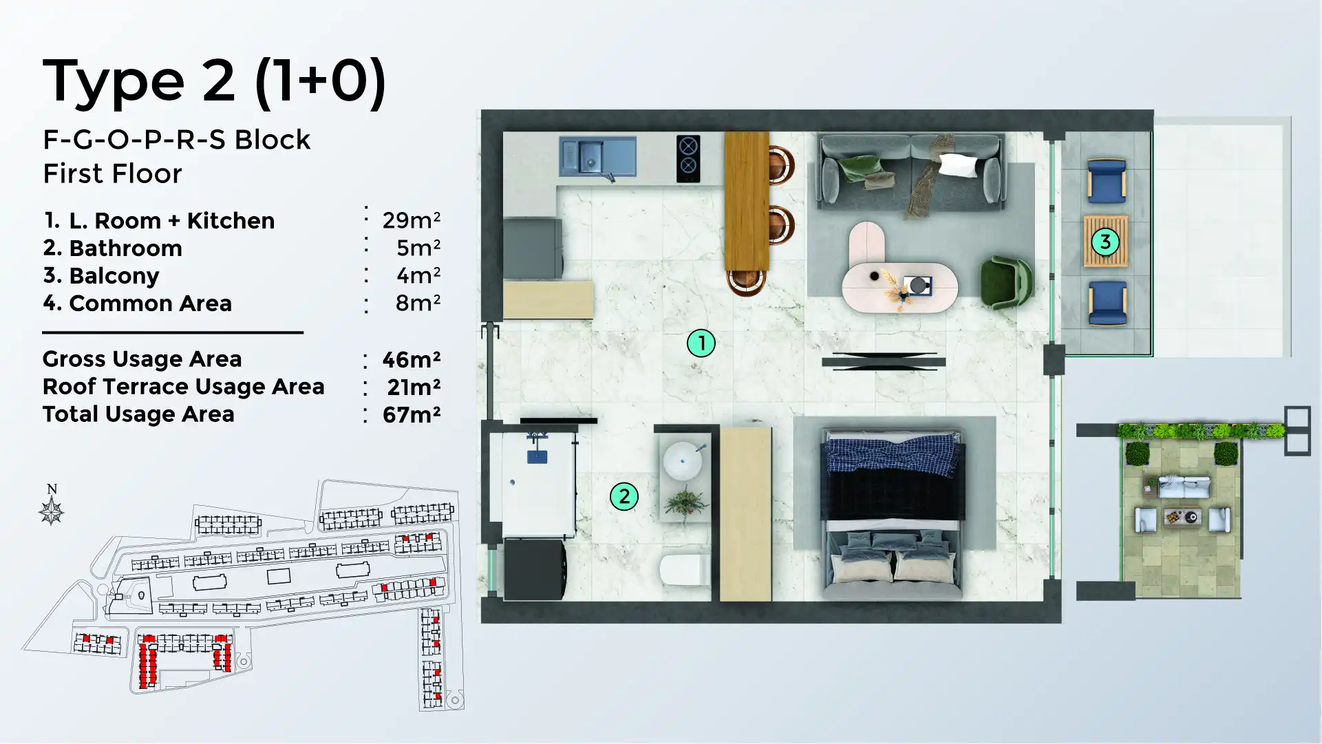 TYPE 2 - 1+0 - TERRACE