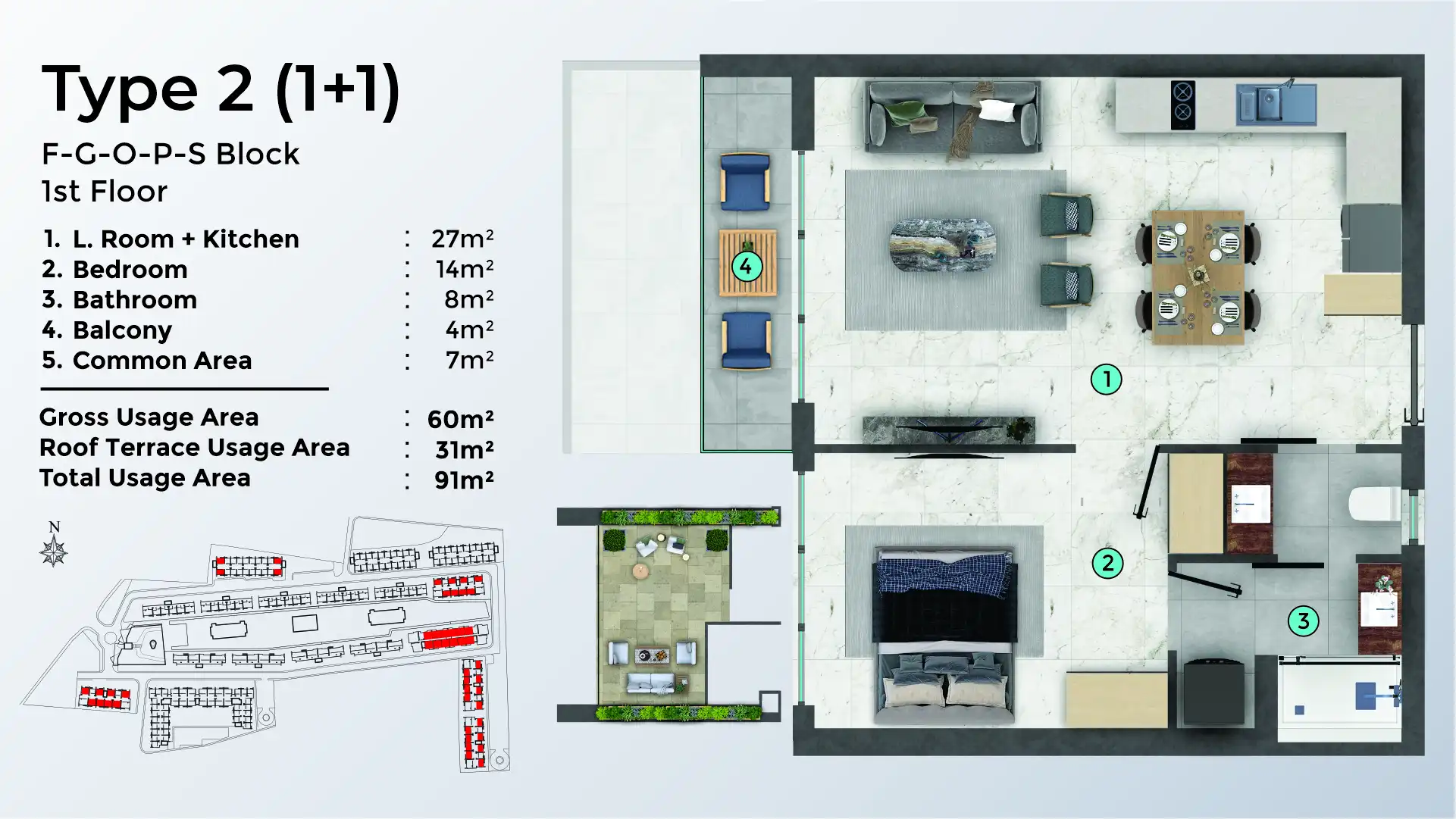 TYPE 2 - 1+1 - TERRACE