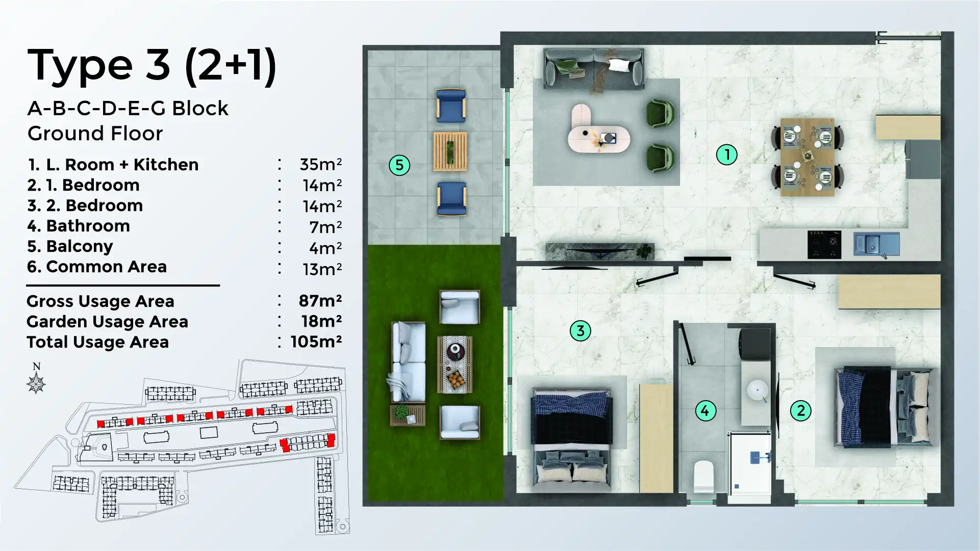 TYPE 3 - 2+1 - GARDEN