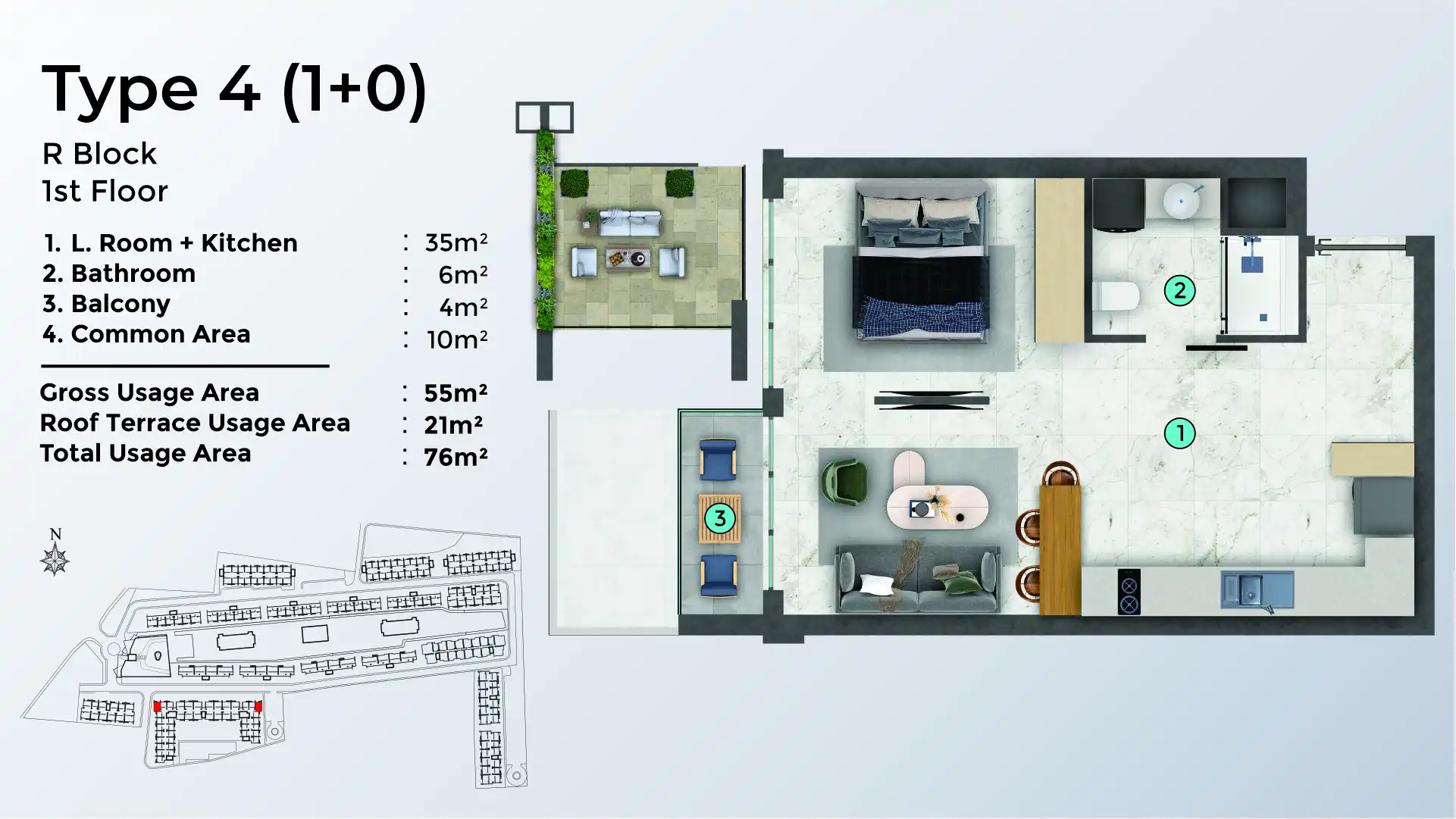 TYPE 4 - 1+0 - TERRACE