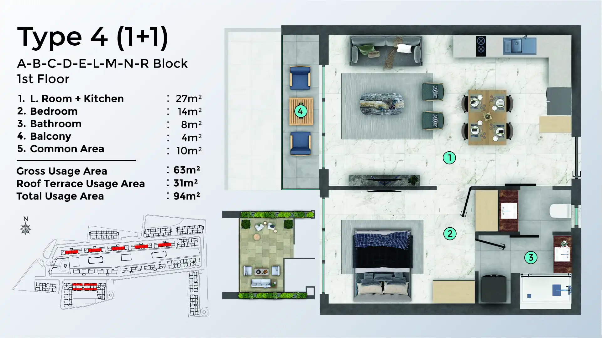 TYPE 4 - 1+1 - TERRACE